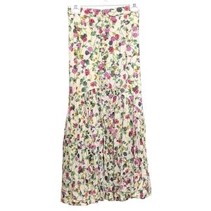 V Cristina Floral Button Maxi Skirt Vintage Cottagecore